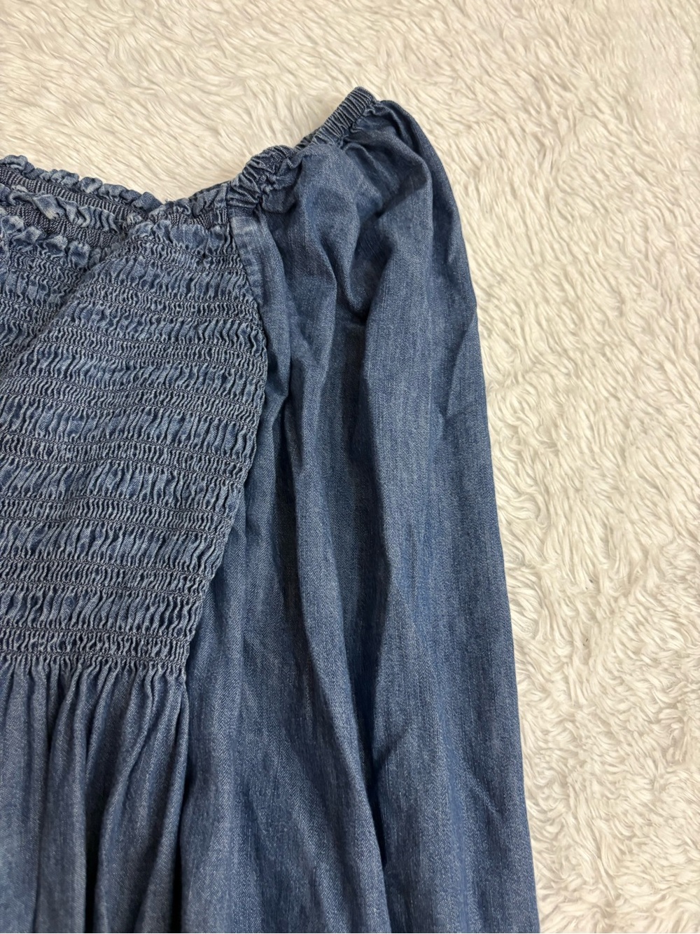 Gap Western Denim Dress Boho
Chic Smocked Ruched PuffLong
Sleeve Womens Large - Picture 5 of 12